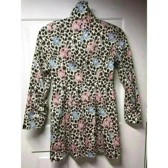 Nicole Miller Size 4 Womens Leopard Floral Animal Print Blazer Coat Jacket Long - Picture 10 of 12